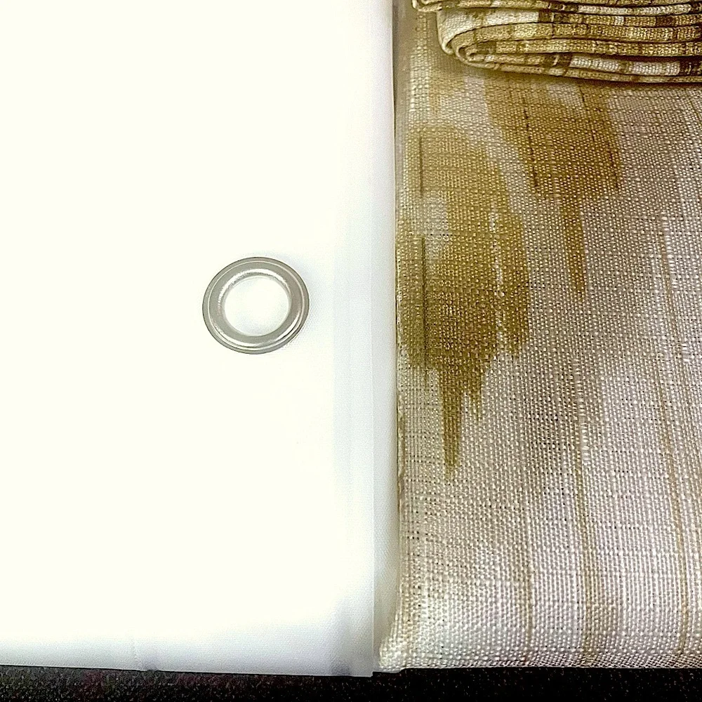 14-pc Shower Curtain Bath Set IKAT DROPS Tan Brown Liner Curtain Hooks NEW NWT